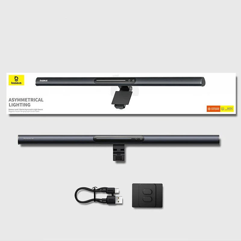 Baseus Asymmetric Light Source Magnetic Monitor Light Bar Desk Lamp Stepless Touch Dimming USB Hanging Light LED Monitor Light Reading Light for Learning Work