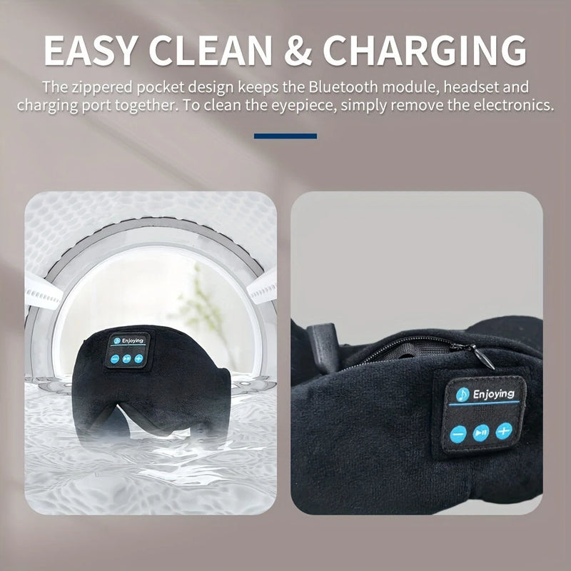 KALOAD Soft Cotton Bluetooth V5.3 HiFi Music Sleeping Eye Mask Type-C USB Charging Headband Shade Eye Mask for Travel Night Sleeping