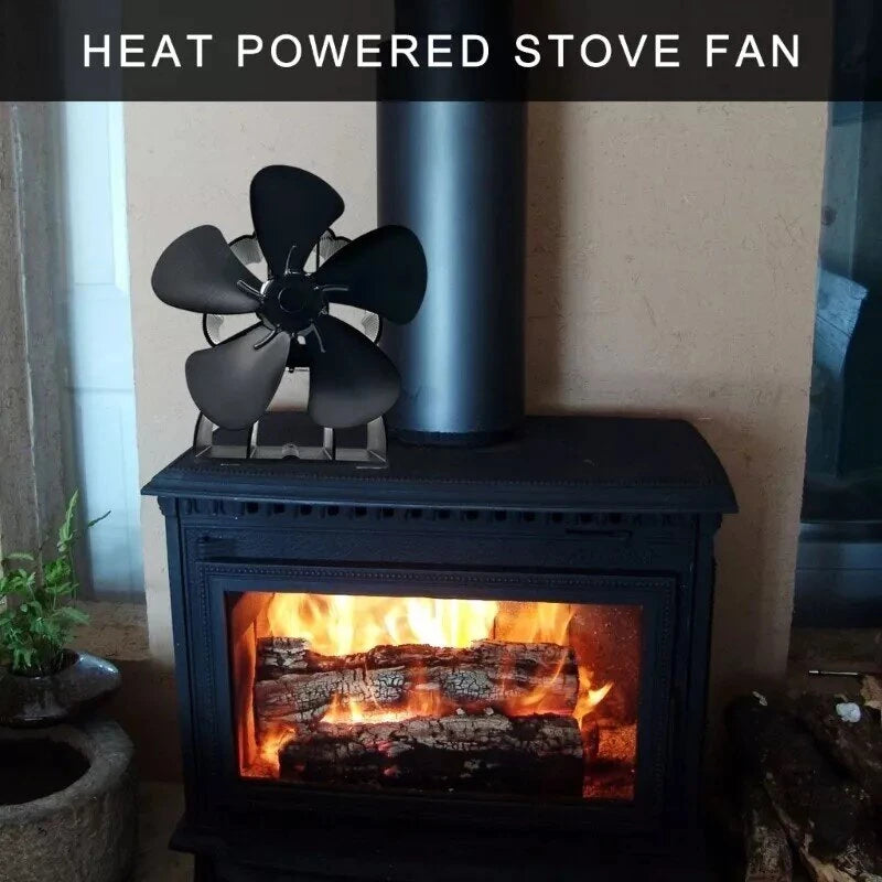 DY565J Energy Saving Fireplace Fan 5 Blade Oven Quiet SafeHeat Powered Stove Fan No Electricity Log Wood Burner Eco Friendly Fan