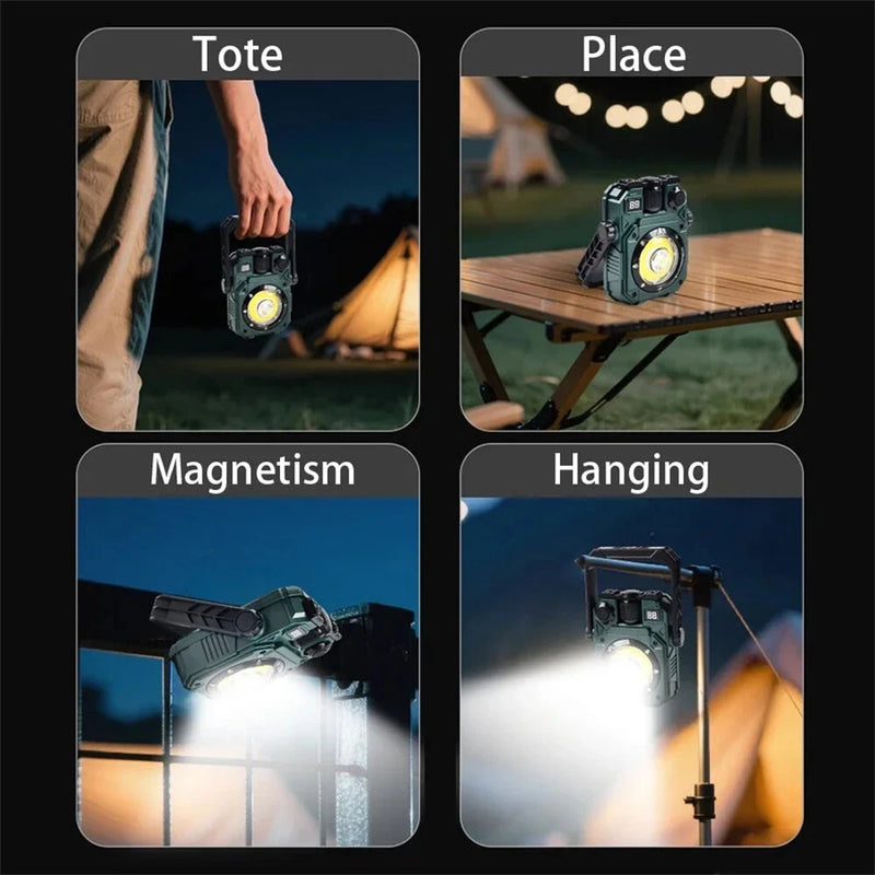 IPRee Solar Camping Lamp with Magnet & Adjustable Bracket 5 Modes Outdoor Waterproof Lantern for Tent, Hiking, Emergency Lighting