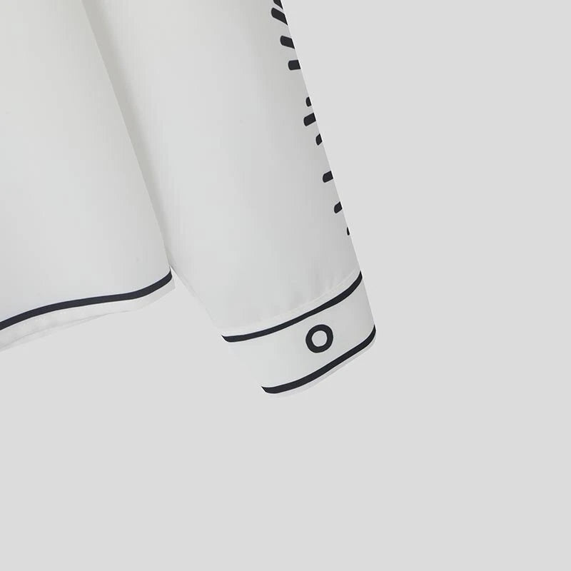 INCERUN Mens Comic Style Print Long Sleeve Shirt Fashion Funny Line Lapel Top for Male