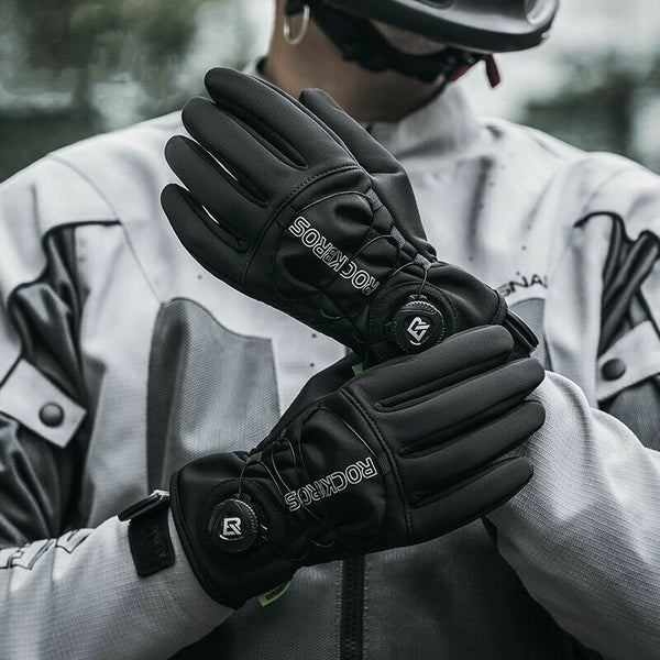 ROCKBROS Warm Bike Gloves Touch Screen Windproof Anti-slip Thermal Bicycle Gloves for Winter Outdoor Motorcycle Scooter Ski