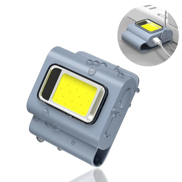 Bikight Magnetic COB Work Light, Safety Running Light with Strong Magnetic Clip, 6 Light Modes USB Rechargeable Waterproof Mini Led Keychain Light with Headband for Night Running Joggers Walking Hiking
