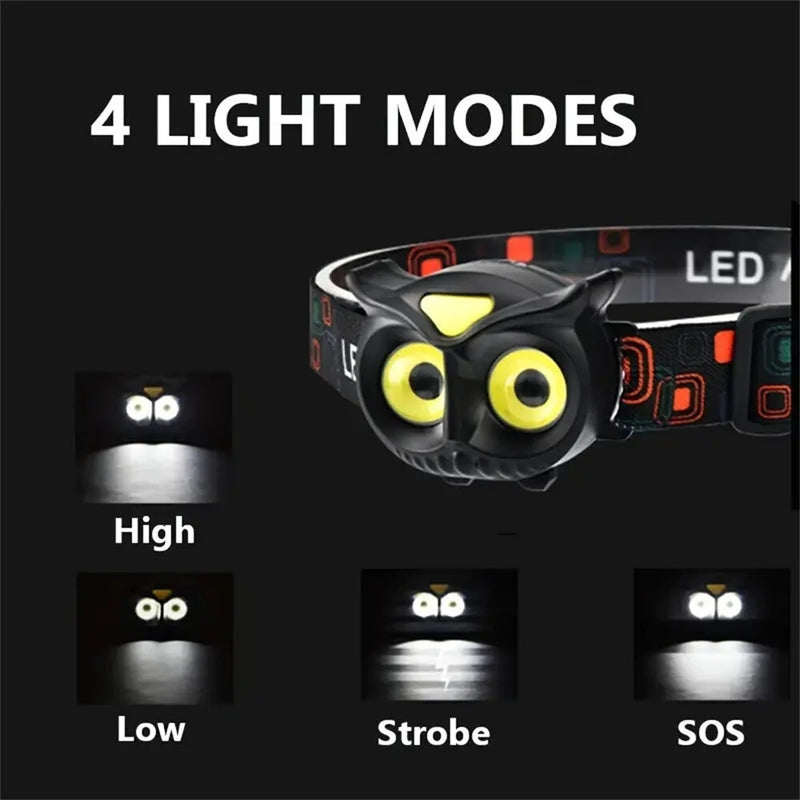 Wide Angle Light Owl LED Headlamp Mini Strong Light Portable Outdoor Exploration Camping Fishing COB Head Lamp Headlight