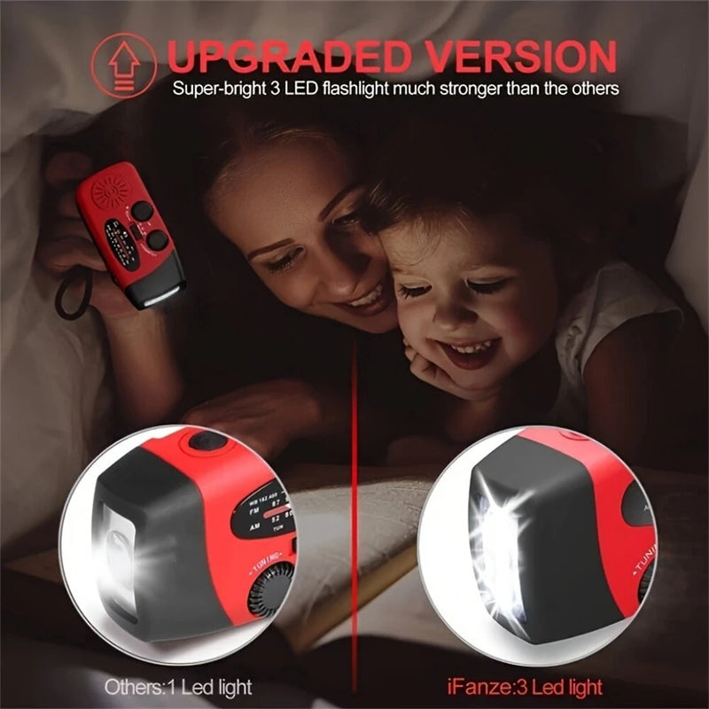 Weather Alert Emergency RadioAM/FM/NOAA Emergency Radio Solar Hand Crank USB Charging Generator 2000mAh Power Bank Flashlight