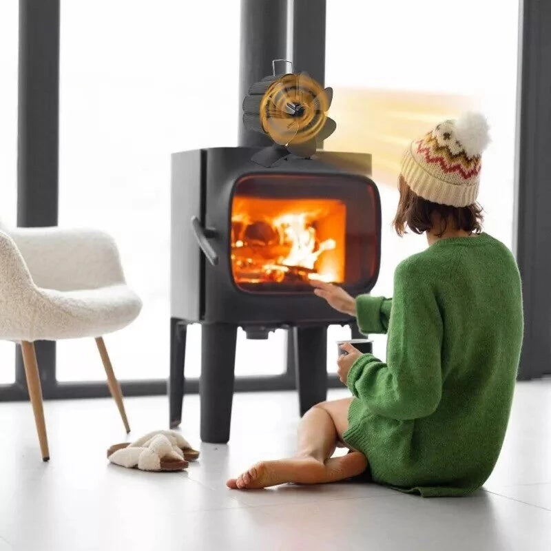 4/5/6 Blade Fireplace Fan Heat Powered Wood Burn Fan No Electricity Oven Fan for Stove/Log Burner/Fireplace Eco Friendly Fan