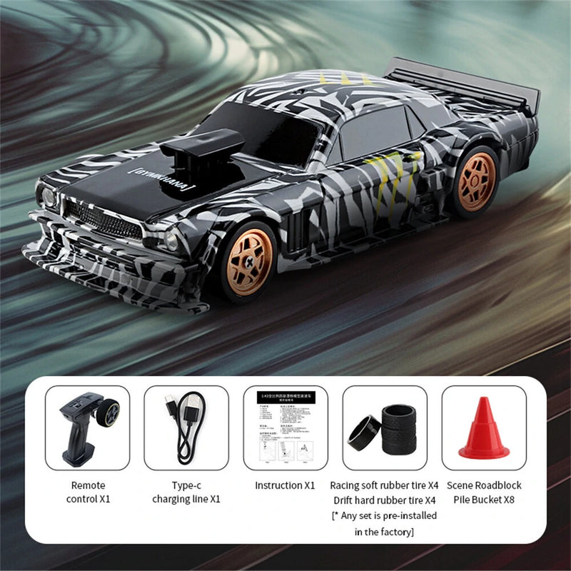 JIABAILE 4301/02/03/04 RTR 1/43 2.4G 4WD Drift RC Car Mini Race LED Light Optional Gyro Radio Control High-Speed Motor On-Road Racing Vehicle Model Boys Gifts Outdoor Toys