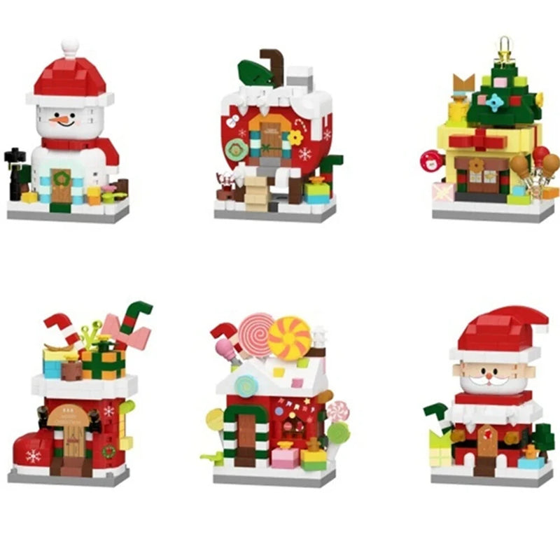 Christmas Santa Claus Building Blocks Assembly Kit Holiday Decoration DIY Model Festive Gift Set