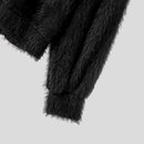 INCERUN Men's Solid Color Sweater Casual Comfy Oversized Faux Fur Long Sleeve Sweater Plus Size Crew Neck Pullover Sweater for Men Fall Winter