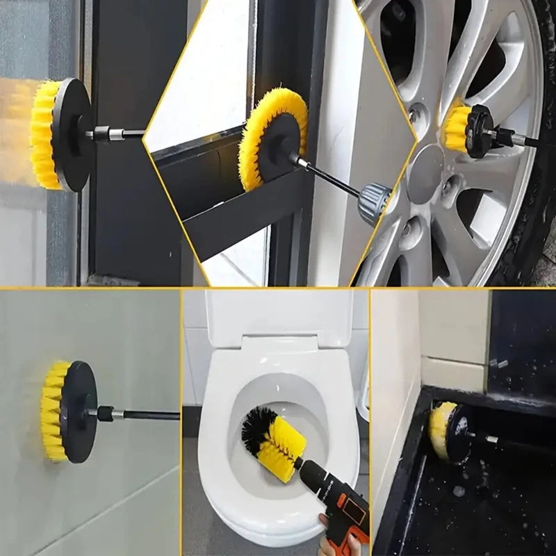 7 Piece Drill Brush Attachment Set with Extended Reach for Cleaning Tub Sink Tile Carpet and Grout Power Scrubber Drill Brushes Powerful Drill Brush