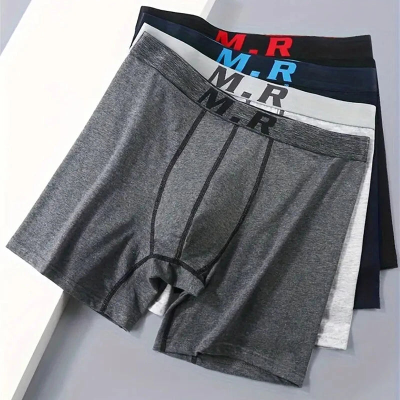 4pcs Cotton Comfy Long Style Men's Underwear Set Anti-wear Legs Comfortable Breathable Sports Boxer Briefs Set Underwear Not Easy To Strangle Underpants Set