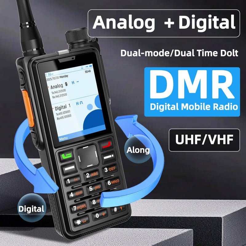 ABBREE AR-880 10W DMR Dual Time Slot Digital Walkie Talkie High Power 512 Channels 2.4 Inch Color Screen VHF UHF IP67 Waterproof Amateur Two Way Radio