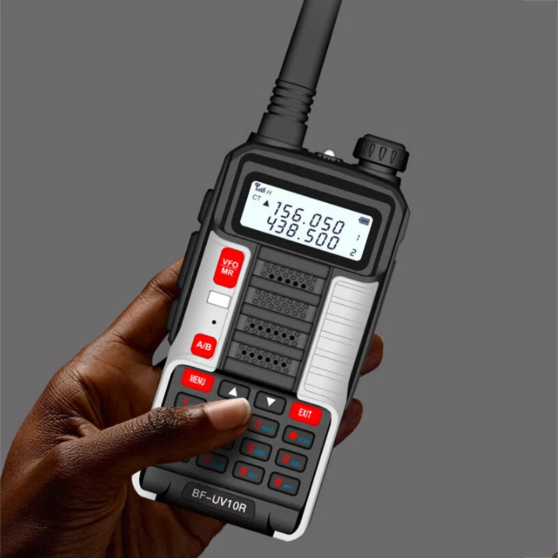 BAOFENG BF-UV10R Plus 10W 4800mAh UV Dual Band Two-way Handheld Radio Black Walkie Talkie 128 Channels LED Flashlight USB Rechargeable Outdoor Hiking Intercom