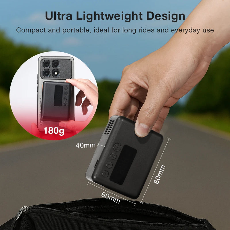 LAOTIE Z11 130PSI Mini Electric Pump - Ultra-Light Portable Air Compressor with LED & Auto-Stop for Road Bikes, MTBs, E-Bikes, Scooters, Balls & More