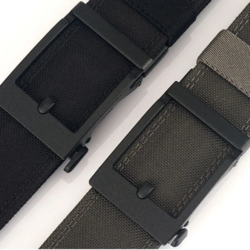 TUSHI 120cm Metal Buckle Tactical Belt Nylon Wistand Inserting Buckle Casual Military Fan Belt for Outdoor Shooting Hiking Sports
