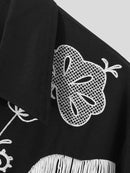 Mens Embroidered Fringe Long Sleeve Shirt