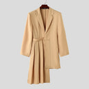 INCERUN Mens Asymmetrical Hem Long-Sleeve Blazer Fashion Solid Color Design Party Casual Blazer for Male S 5XL