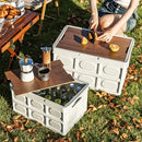 30L Outtdoor Folding Box Storage Box Camping Storage Box Car Trunk Storage Box Wooden Cover Foldable Trunk Storage