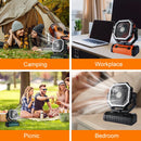 IPRee Camping Portable Desk Fan with LED Light, 20000mAh Battery Rechargeable Quiet Camping Fan, Battery Operated with Hanging Hook for Home Bedroom