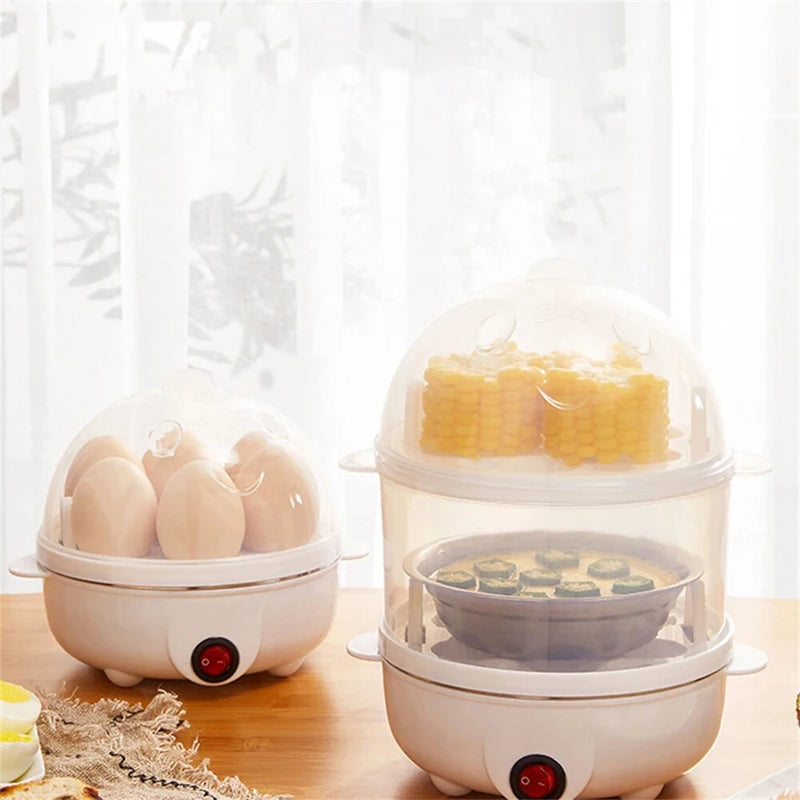 350W Electric Egg Cooker 7 Eggs Capacity 360 Steaming Multifunctional Food-grade Material Quick Heating for Breakfast