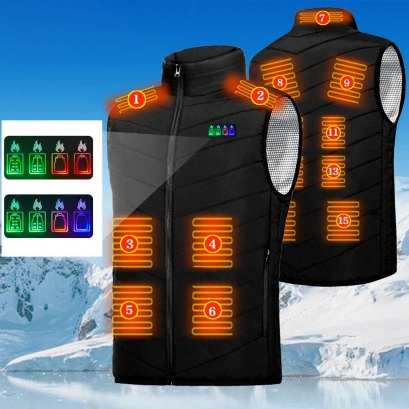 TENGOO HV-15 Heating Vest 15 Areas Heated USB Electric Thermal Clothing Winter Warm Vest Outdoor Heat Coat