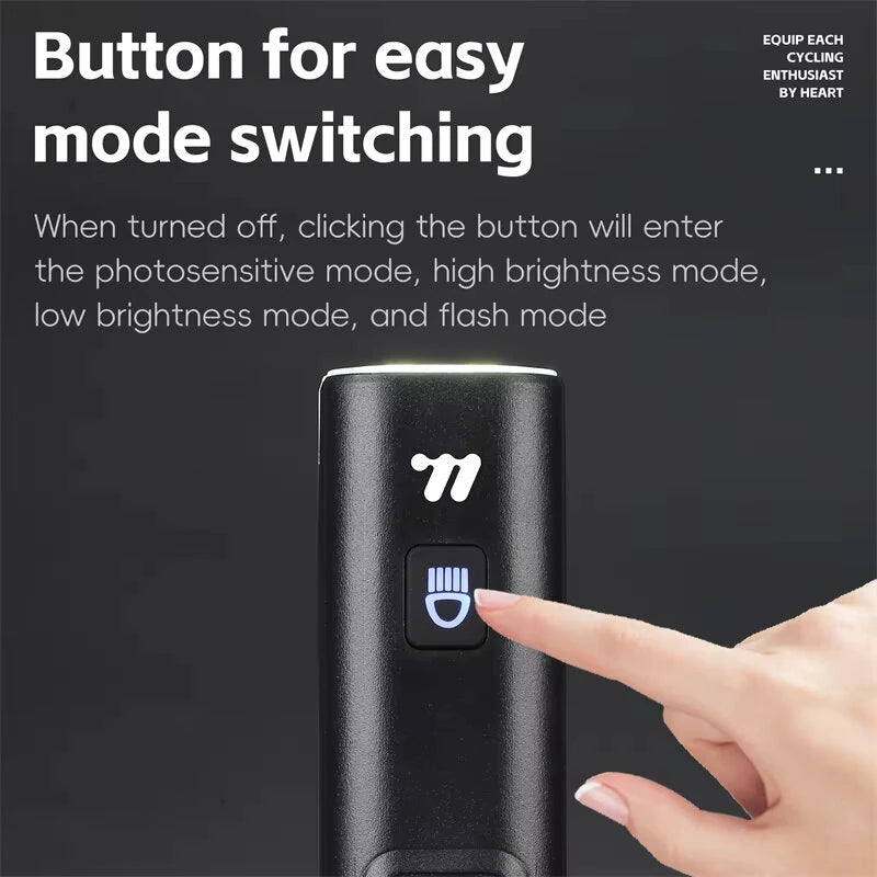 WEST BIKING Smart LED Digital Display Bike Headlight 1500mAh Battery Type-C Charging Waterproof Mini Portable Bicycle Front Light for MTB Bike Road Bike Flashlight