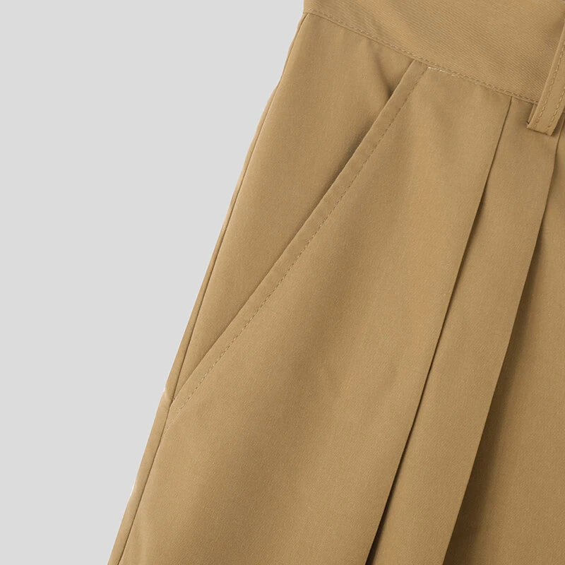 INCERUN Mens Solid Color Loose Fit High Waist Pant Casual Wide Leg Long Trousers Plus Size For Men S-5XL