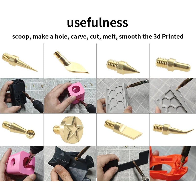 Toaiot Heat Insert Nut Iron Tip Hot Melt Heat Set Insert Tool Soldering Iron Tip 3D Printing Modify Finishing Brass Thread Embed