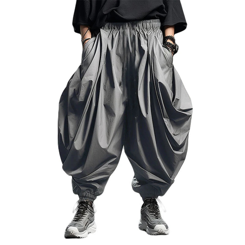 INCERUN Mens Pants Drawstring Harlan Trousers Fashion Solid Color Loose Fit Streetwear Male Pants