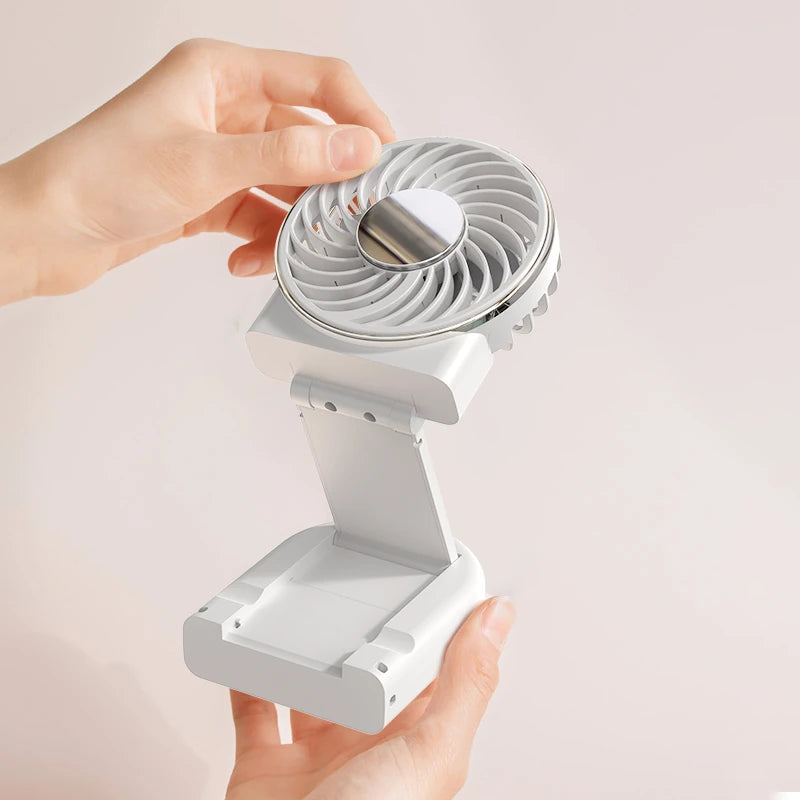 3 In 1 Handheld Cooling Fan 3 Speed Mini Folding Neck Hanging Fan Multifunctional 180 Adjustable Airflow Outdoor Fan USB Fan