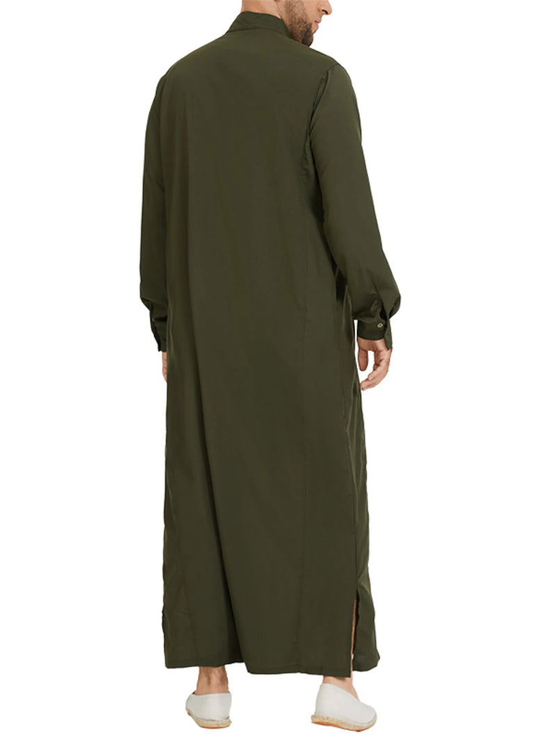 INCERUN Mens Robes Saudi Style Thobe Dishdash Jubba Arab Robe Islamic Clothing Long Maxi Dress Tops