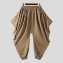 INCERUN Mens Pants Drawstring Harlan Trousers Fashion Solid Color Loose Fit Streetwear Male Pants