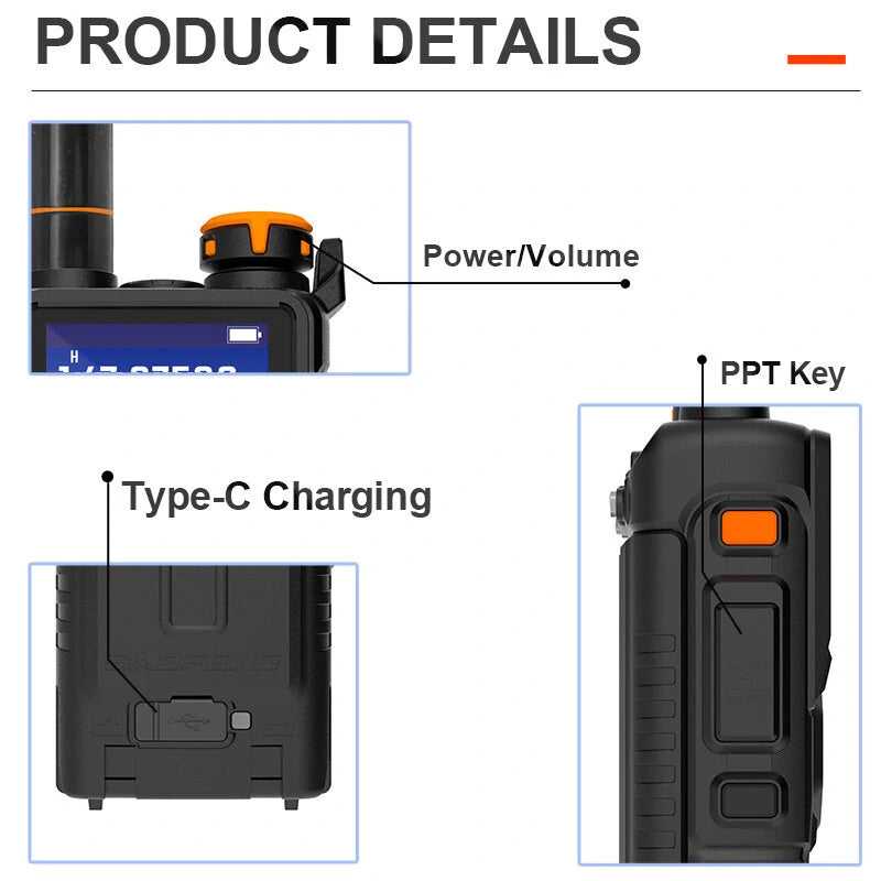 Baofeng K5 Plus Dual Band High Power Walkie Talkie Long Range 2500mAh Rechargeable NOAA Two-way Radio Portable Transceiver EU Plug