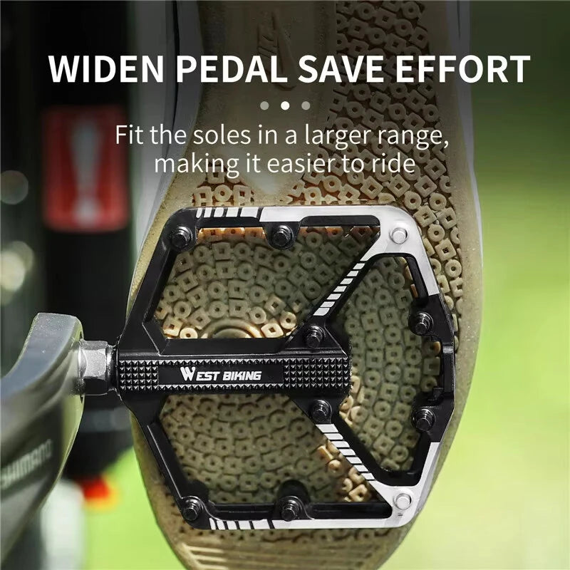 WEST BIKING DU Bearing Bicycle Pedal Anti-slip Cycling Pedal Ultralight Aluminum Alloy for MTB Bike Road Bike