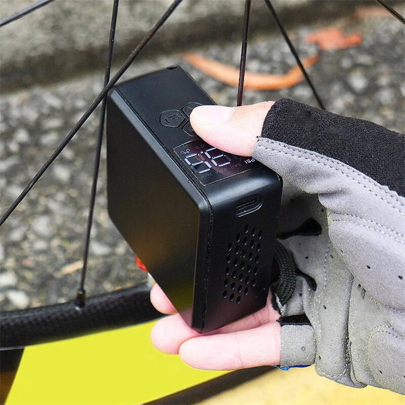 150PSI Portable Bike Inflation Air Pump 70W Power Output 2400mAh Power Bank Digital Display USB Rechargeable Smart Mini Flashlight Pump for Bicycle Car Basketball Boat