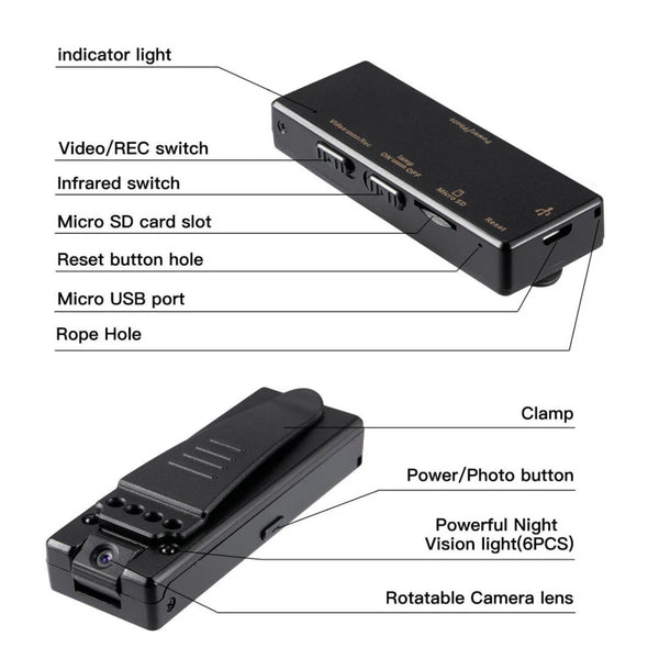HD 1080P Mini Portable Camera Video Recorder Action DVR Camera Body Monitor Detection Night Vision Micro Cam Recording Camcorder Z8