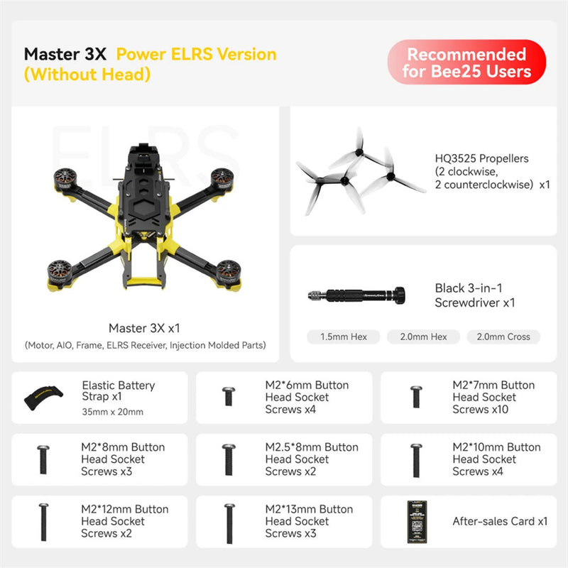 SpeedyBee Master 3X Modular 171mm 4S F4 FPV Racing Drone PNP BNF with O4 Pro / Power Version Optional