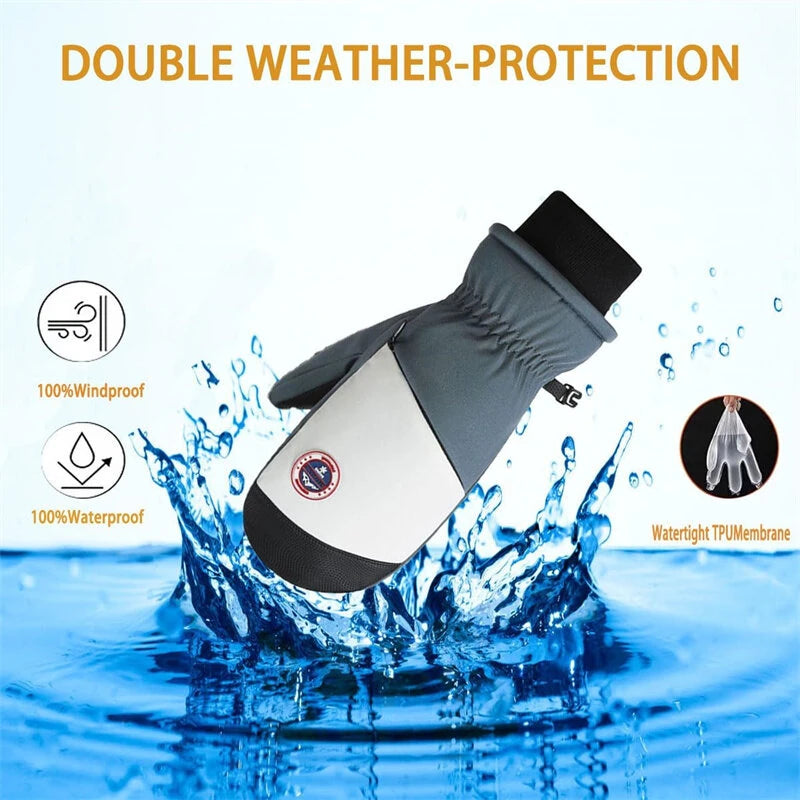 Men Women Winter Thick Mittens Windproof Ski Gloves Snowboard Sport Warm Waterproof for Outdoor Skiing Motorcycling Cycling Mittens