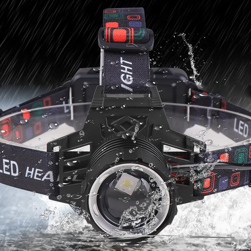 Multifunctional 30W LED Headlamp Telescopic Zoom Lightweight LED Strong Light Headlight 18650 Type-C Charging Portable Headlight