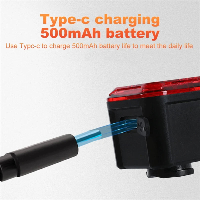 BENGGUO Smart LED Digital Display Bike Taillight Brake Sensing IPX6 Waterproof 500mAh Long Battery Life USB Charging Warning Safety Warning Back Light for Night Cycling