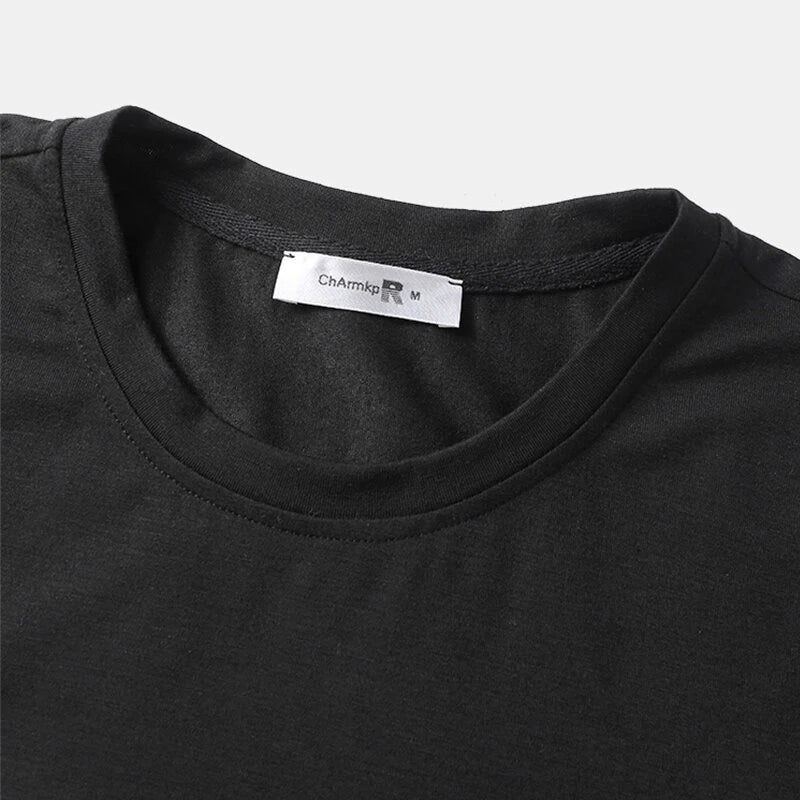 ChArmkpR Mens Cat Graphic Crew Neck Curved Hem Long Sleeve T-Shirts