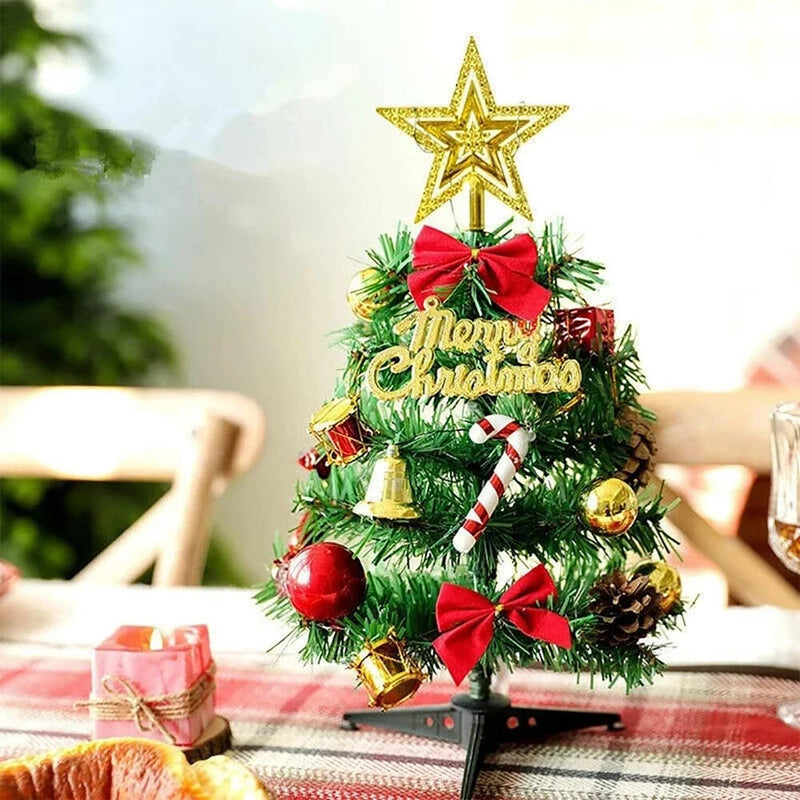 Christmas Tree With LED Lights 50cm Christmas Tree With Hanging Ornaments Star Tree Decorations Table Decorations for Office Home Kitchen