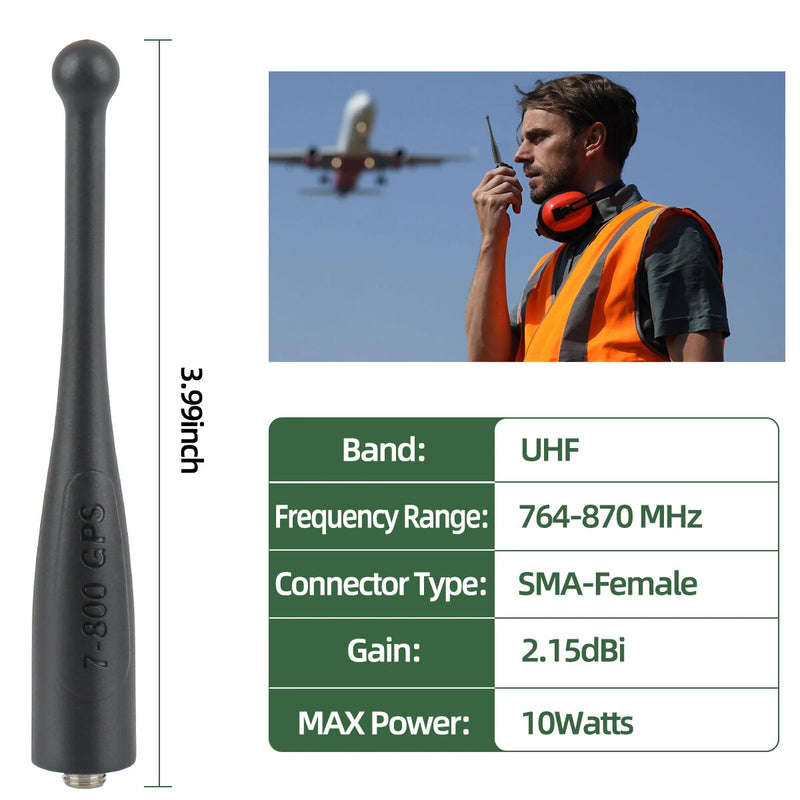 ABBREE 7-800 GPS Antenna SMA-Female UHF 764-870MHz Stubby Antenna for Motorola APX Series APX 1000 4000 6000 APX 6000XE 8000XE