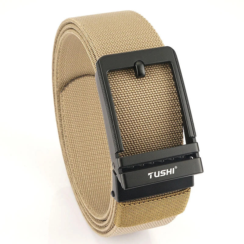 TUSHI Metal Automatic Buckle Rigid Tactical Belt Wear Resistant Thickened Pistol Belt for Men Outdoor Shooting Training Adjustable Waistband