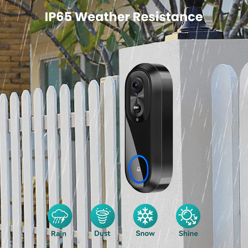 W5 2.4G/5G Tuya WiFi Video Doorbell HD 1080P Camera Wireless Smart Intercom Camera Night Vision Two-way Talk IP65 Waterproof 9000mAh Battery Visual Doorbell