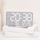 Electronic Wall Clock Temperature Humidity Display Metal Brushed Multifunctional Wall Clock Digital LED Electronic Alarm Clock