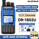 Baofeng DR-1802U Digital Two Way Radio Dual Mode Dual Time Slot 1024 Channels 5W High Power UHF 400-470MHz Type-C Charging Long Range Handheld Walkie Talkie