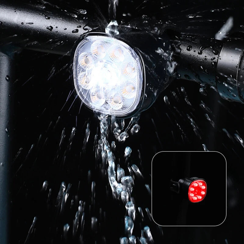 BIKIGHT Q9 Bike Light Set Bicycle Headlight 1500mAh Battery 8 Light Modes Type-C Rechargeable IP65 Waterproof Bicycle Front Light with Taillight for Outdoor Cycling