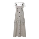 ZANZEA Women Maxi Dress Solid Color Wide Halter Dress Comftable Workwear Wide Straps Long Dress Plus Size
