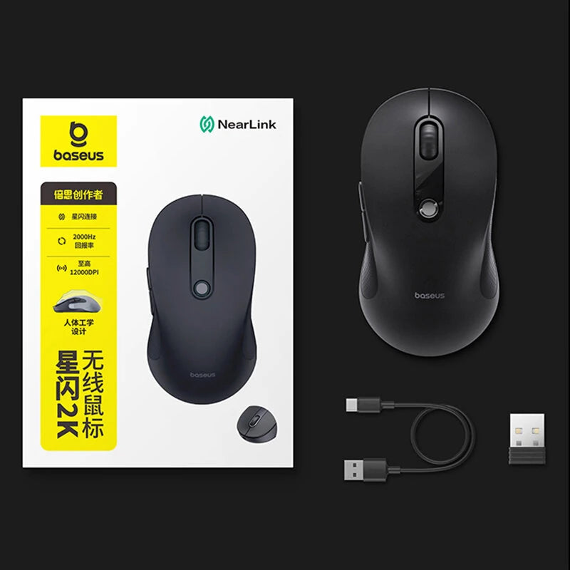 Baseus F02 Wireless Gaming Mouse PAW3311 2K NearLink bluetooth Dual Mode 12000 DPI Lightweight 80g Ergonomic Rechargeable Programmable Buttons Mice